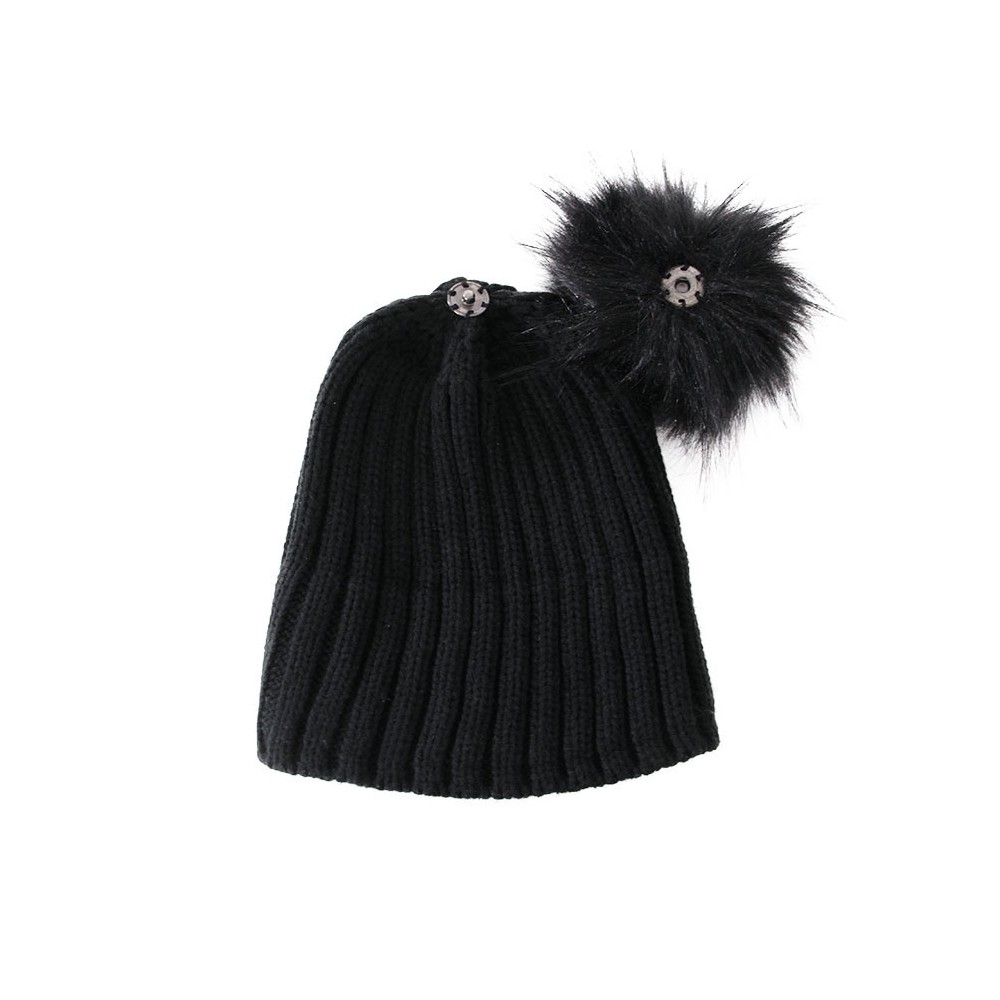 Green Lamb Krista Bonnet torsadé doublé polaire avec pompon pour femme en  noir