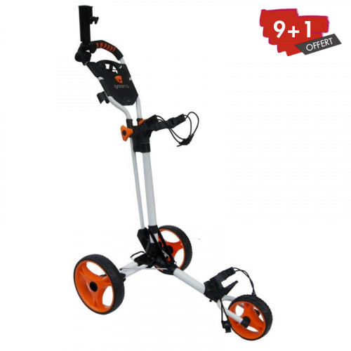 CHARIOT DE GOLF COMPACT GREEN'S - BLANC/ORANGE