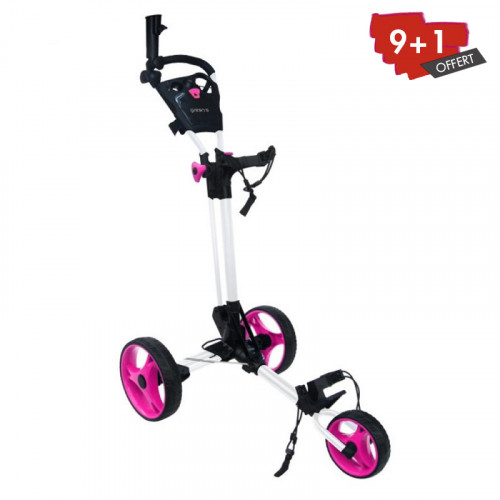 CHARIOT DE GOLF COMPACT GREEN'S - BLANC/ROSE