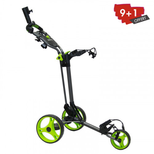CHARIOT DE GOLF COMPACT GREEN'S - CHARCOAL/LIME