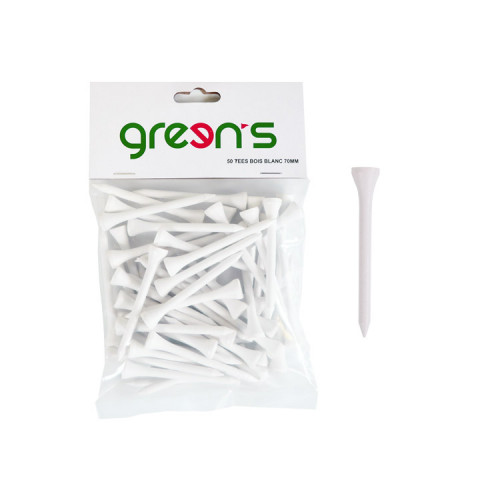 GREEN'S - 50 TEES BOIS BLANC 70MM - BLANC